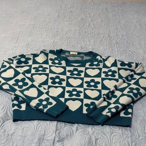 Debut Blue and White Patterned Sweater